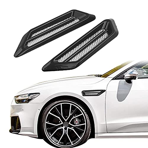 1 Pair Universal Car Air Flow Chrome Fender Side Vent Decor Sticker Air Flow Vent Door Hood Self-Adhesive Decal Accessories Compatible with Car SUV Truck Wheel Well Arch or Side Bumper/Fenders