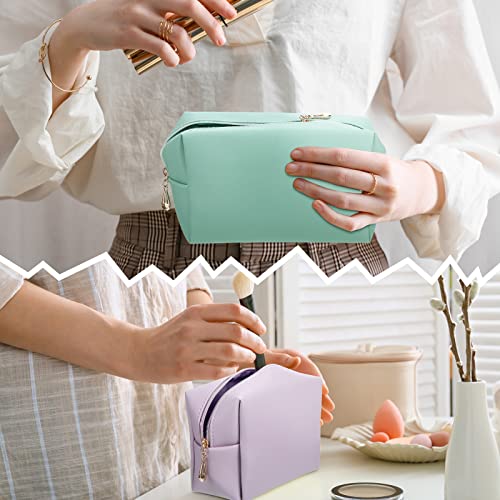 12 Pieces Small Makeup Bag Water Resistant Pu Leather Cosmetic Bag Travel Mini Pouch Zipper Portable Small Toiletry Bags For Women Makeup Cases Storage Organizer For Girls Man Daily Use, 12 Colors #TOP5