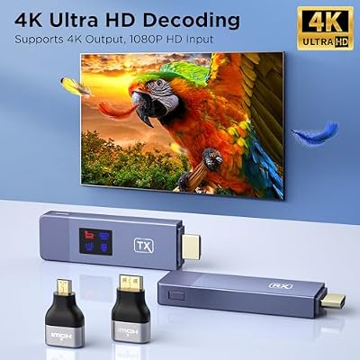 BRAIDOL Wireless HDMI kit Delivers Seamless 4K Video Transmission up to 1080p Output, Featuring Dual-Band 2.4G/5G connectivity & Plug-Play Function for Easy Streaming Between Your Devices & displays.