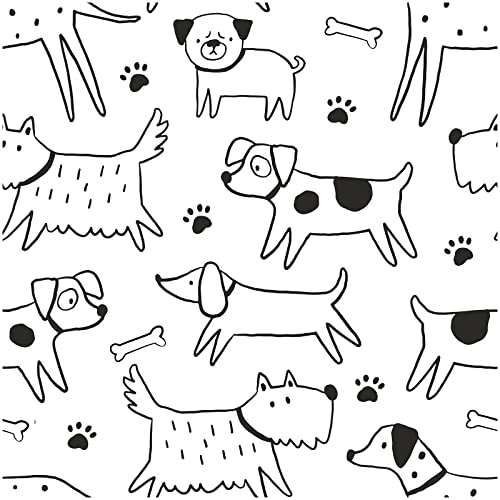 HAOKHOME Dog Wallpaper Peel and Stick Puppy Animal Black White Self Adhesive Wall Murals Home Kitchen Bedroom Decor 17.7in x 9.8ft