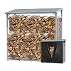 QUICK STAR aluminium brandhoutrek XXL 185 x 70 x 185 cm met weerbestendige tuin haardhoutopslag 2,3 m3 brandhoutopslag…