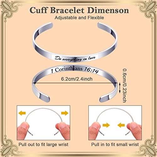 Funtery 12 Pcs Christian Bracelet Engraved Bible Verse Jewelry for Women Religious Baptism Gifts Inspirational Scripture Open Cuff Bangle Confirmation Gifts for Friend Encouragement(Classic)2