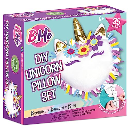 DIY Unicorn Pillow Kit for Girls - No Sew Pillow - Make Your Own Pillow Set for Kids - Arts and Crafts Unicorn Gift for Children- DIY Knot-a-Pillow for Girls - Ages 6+