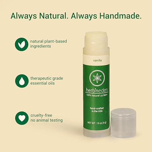 Miniatura 8 de Herb'N Eden Paquete variado de 3 bálsamos labiales  Hidratante y calmante para labios secos y agrietados  Vainilla, menta, sin perfume  Ingredientes