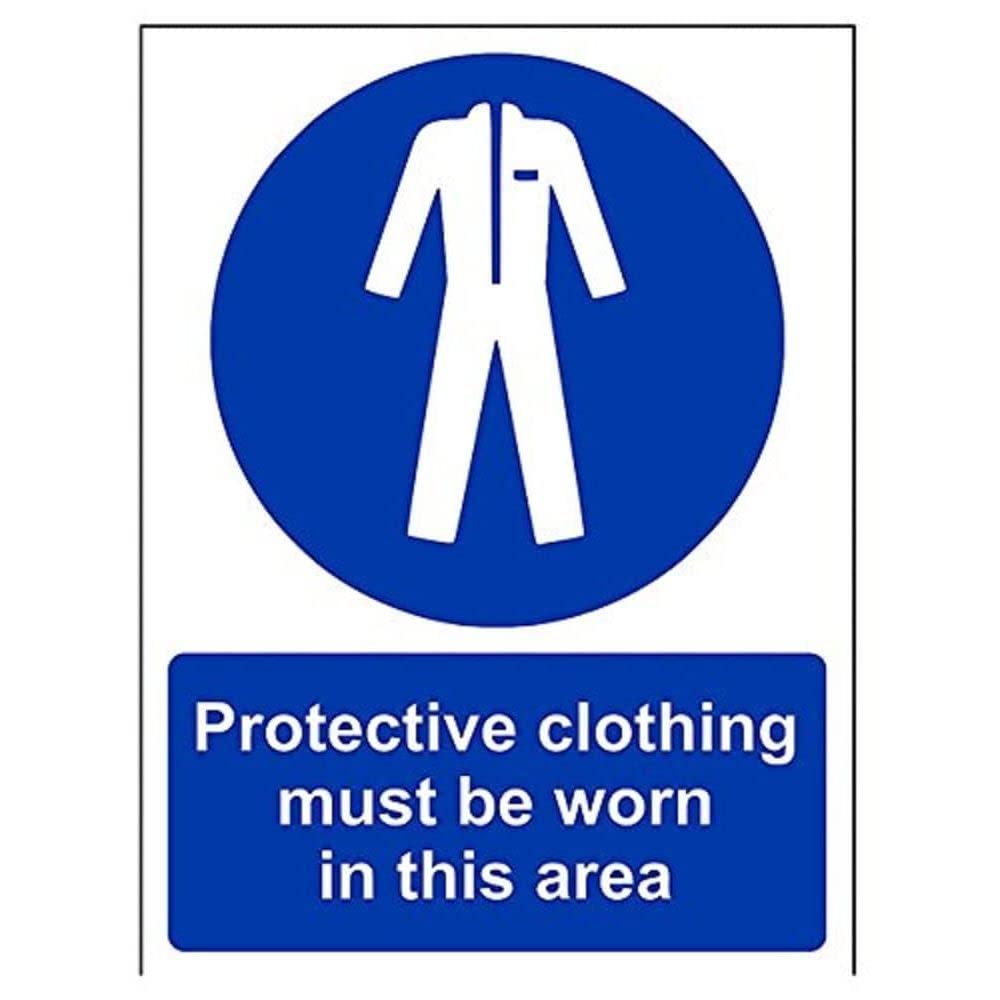 V Safety Protective Clothing Must Be Worn In This Area PPE Sign - 150mm x 200mm - Self Adhesive Vinyl