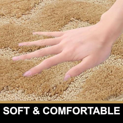 Image of Luxe Home Super Soft Microfiber Bath Mats Non-Slip TPR Backing Scotland Diamond Water Soak Bathroom Mat & Door Mats for Home Combo (38x58 cm) - Gold