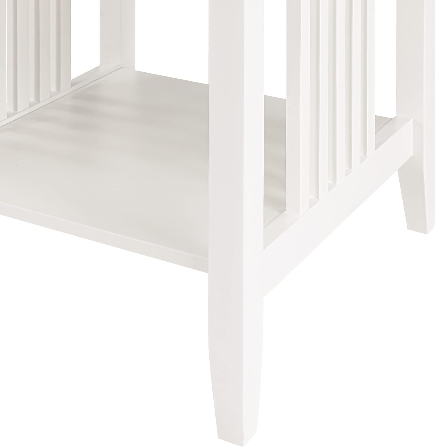OSP Home Furnishings Sierra End Table with Lower Storage Shelf and Mission Style Side Panels, White