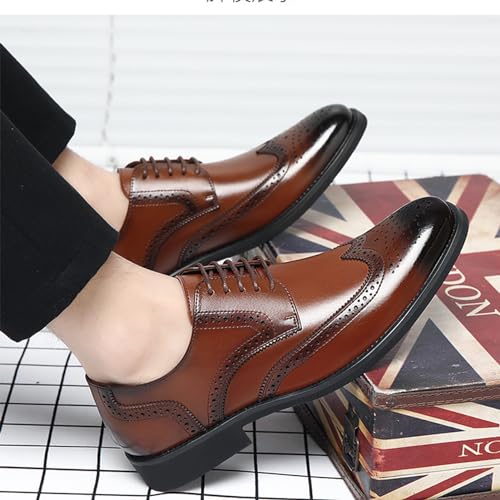 YZABEL Men's Dress Shoes Oxford Formal Classic Business Shoes Round Toe Slip Resistant Low Top Lug Sole Dress Shoes Fashion Lace-Up Pointed-Toe Oxfords Shoes Business Formal Wedding Shoes2