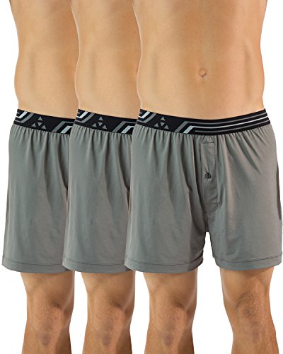 Balanced Tech Men s Athletic Quick Dry Modern Boxers Short 3 Pack - Grey - Large