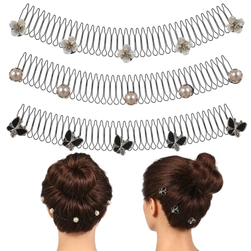 minkissy 3Pcs U Shape Hair Finishing Fixer Combs Invisible Hair Clips Lightweight Accessories for Women Secure Flyaway and Bangs Styling