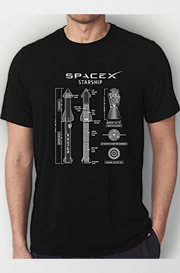Unisex Regular Fit Space x Starship Elon Musk Graphic Printed T-Shirt/NASA Mars Moon Spacecraft Universe/Space Traveler T-Shirt