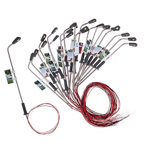 B Blesiya 20pcs 3V Modèle Lampes de Rue Blanc Réverbères Ho N LED pour Modèle de Table Sable Micro-Paysage - 11cm