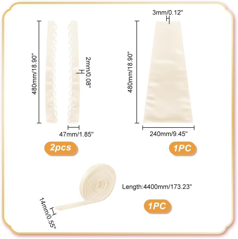 AHANDMAKER Champagne Color Wedding Gown Corset Kit Zipper Replacement, 18.9x9.5 Adjustable Fit Satin Corset Back Kit Lace Up Dress Cord Back for Formal Prom Dress, Zipper Extender for Dress - Image 2