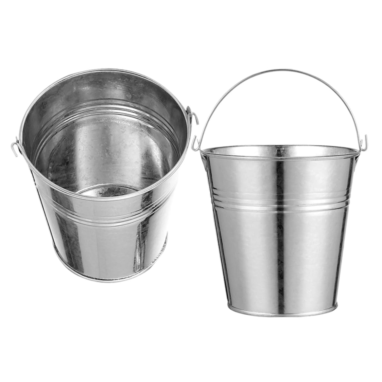 PRETYZOOM 2Pcs Mini Tinplate Bucket Stylish Metal Snack French Fries Holder Bar Party Storage Tin Material with Portable Handle for Home Ktv Use