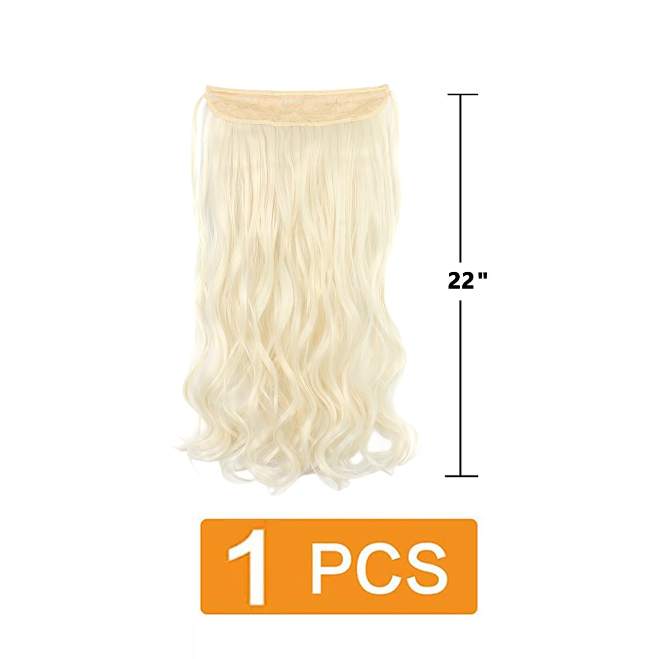 prinfantasy Hair Pieces Hair Extension Long 22 inches Resistant Fiber Soft Platinum Blonde Hair Fiber Line Metal buckle Adjustable Invisible Wavy Hairpieces for Women MW235 - Image 2