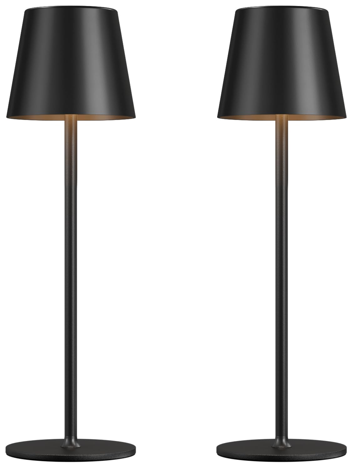 Cordless Table Lamp Rechargeable Black - KK 2 Pack 5000mAH Battery Operated Lamp for Counter, 3 Color Stepless Dimming Waterproof LED Wireless Lamp for Dining Kitchen, Outdoor Patio, Touch Control