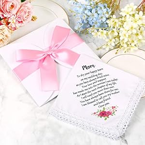 Wedding handkerchief for brides mother mom wedding gift from daughter keepsake hankie for mother  urban country home decor