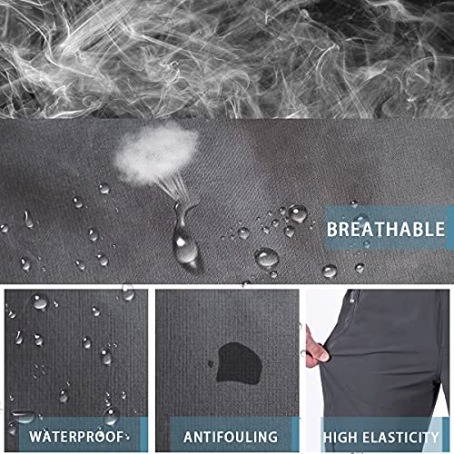 Postropaky Mens Hiking Quick Dry Lightweight Waterproof Fishing Pants Outdoor Travel Climbing Stretch Pants (Dark Gray, 34W X 32L) #TOP2