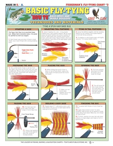 Basic Fly Tying Guide #3 (Bass Bugs and Buggers) - Waterproof Reference to 18 Easy to Follow Fly Tying Diagrams | Portable & Built to Last | Double-Sided & Easy to Read