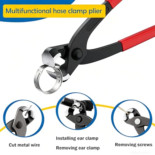 Image of 405Pcs 15-Sizes 304 Stainless Steel Single Ear Hose Clamps with Ear clamp plier 5.3-36.1mm Crimp Hose Clamps Assortment Kit for Auto /Home Appliance /Pipe /Fuel Line