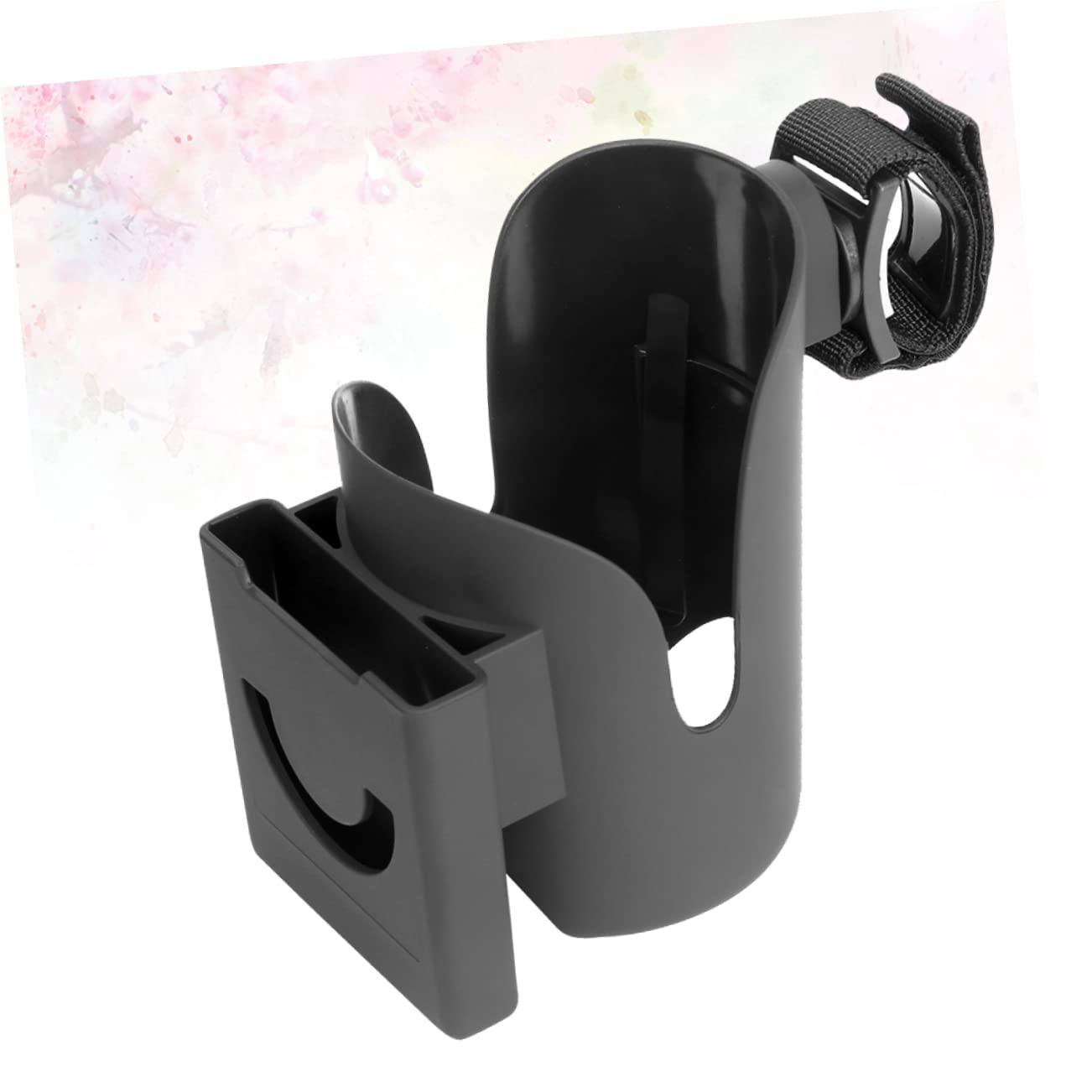 ERINGOGO Portabottiglie Per Carrello 2 in 1 Portacellulare, Struttura Robusta in Materiale Resistente, Supporto Bottiglia e Telefono Per Passeggini Nero