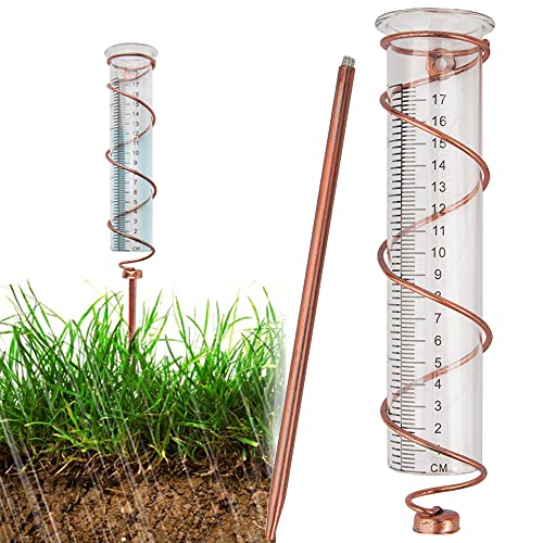 Ouhfds Rain Gauge Outdoor,7" Capacity Upgrade Glass Rain Guage-Detachable Rain Guage With Stake Metal Spiral Sape Accurate Rain Gauge For Yard, Lawn & Garden (M2) #TOP15
