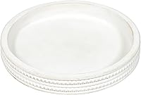 Vista 4 de Carah & Cossh Bandeja redonda de madera de 12 pulgadas, bandeja de madera decorativa redonda blanqueada, bandeja decorativa rústica de granja