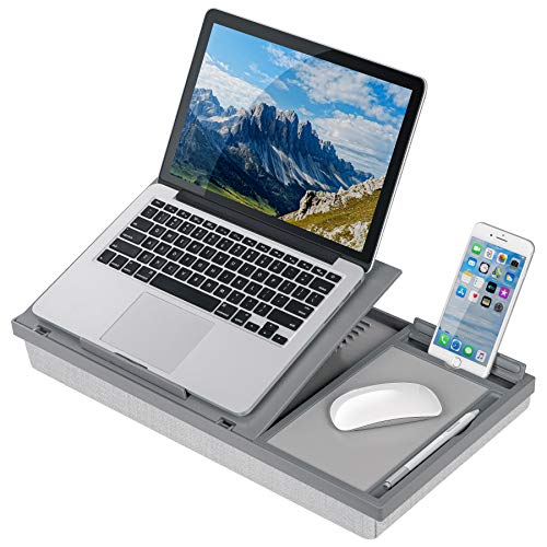 LapGear Ergo Pro Lap Desk with 20 Adjustable Angles, Mouse Pad, and Phone Holder - Gray - Fits up to 15.6 Inch Laptops and Most Tablets - Style No. 49405