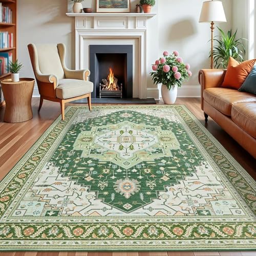 Tapis design moderne salon chambre vert 100x160 cm - 2