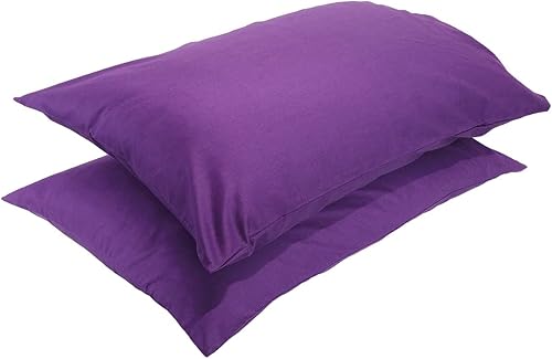 rockcloud Juego de fundas de almohada de 400 hilos, 100% algodón, tamaño estándar, 2 unidades, color morado