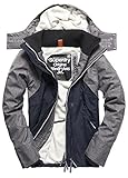 Superdry Híbrido con Capucha Abrigo Impermeable, Azul (French Navy/Dark Charcoal/Ecruxki), S Hombres