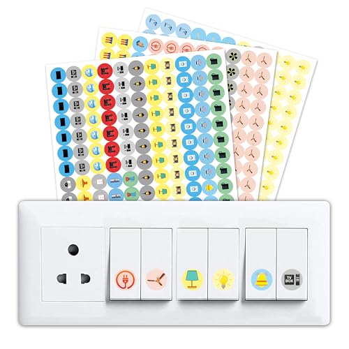 Image of Trueflair Stickers for Switch Board for Home Wall Switches, Contain All Common Switch Stickers (Colorful Design 2)