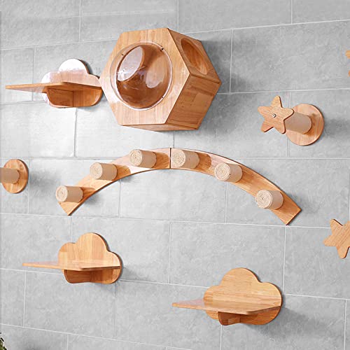 Arbre à chat mural en bois C8 avec hamac flottant - 7