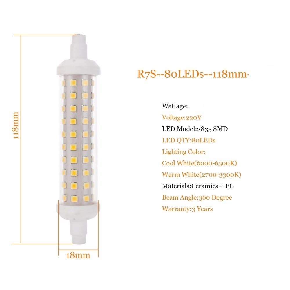 fengyan Casa bombillas 4 piezas LED AC220V Cerámica de luz de inundación R7S J78 J118 J135 10-20W 2835 SMD Reemplaza la lámpara de halógeno 78 mm 118 mm 135 mm 1 0W 15W 20W Iluminación de maíz Familia