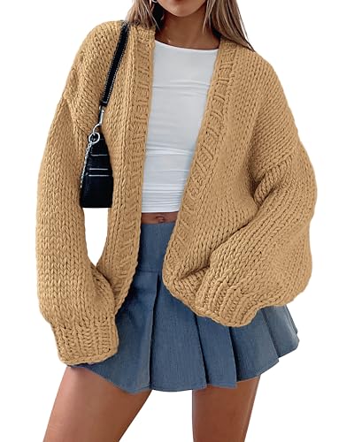 dowerme Women's Oversized Cardigan Sweaters 2025 Fall Fashion Open Front