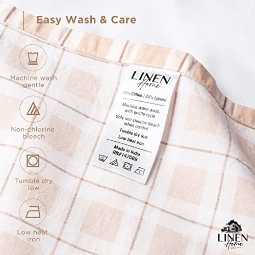 Image of Linen Home Cotton Lyocell Blend Percale Sheet Set Full Size - 4 Piece Deep Pocket Bedding, Pre-Washed & Shrunk, Crisp Cooling Fabric, Fade-Resistant, Hotel Luxury, Wrinkle-Free - Polka Beige