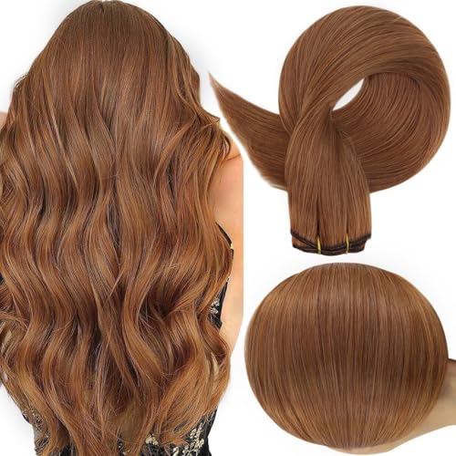 Image of Full Shine 22 Inch Invisible Weft Hair Extensions 105G Copper Remy Hair | Invisible Weft Extensions, Copper Shade, Remy Straight Hair, Party Styling, Add Length, Daily Wear for Women