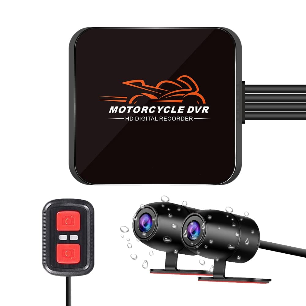 VSYSTO Kamera Motocyklowa WiFi, HD 1080P, Tryb Nocny Starlight, Szeroki kąt 130°, Przednia i Tylna Kamera, System DVR do Motocykla, Sterowanie Przewodowe, Wodoodporna, Czujnik G, Nagrywanie w Pętli