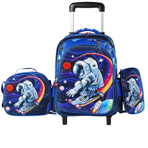 Mochila Rodinha Infantil Masculina Feminina Escolar Juvenil Reforçada crianças menino e menina (Astronauta 2)