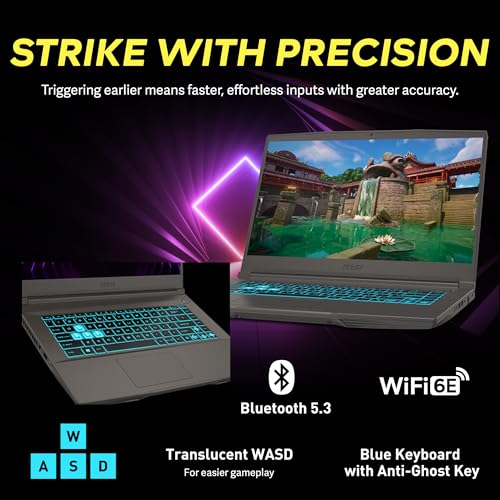 Image of msi Thin 15 15.6 inch FHD 144Hz Gaming Laptop, Intel i5-13420H, NVIDIA GeForce RTX 4050, 16GB DDR4 RAM, 512GB PCIe SSD, Backlit Keyboard, Wi-Fi 6E, HD Camera, Win 11, Gray, 256GB Docking Station Set