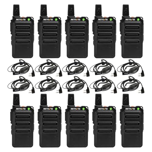 Retevis RT19 Mini Walkie Talkie, Walkie Talkies with Earpiece, 1300mAh, Metal Clip, Portable, Compact Two Way Radio for Adults Business Office School Church Restaurant Retail(10 Pack)