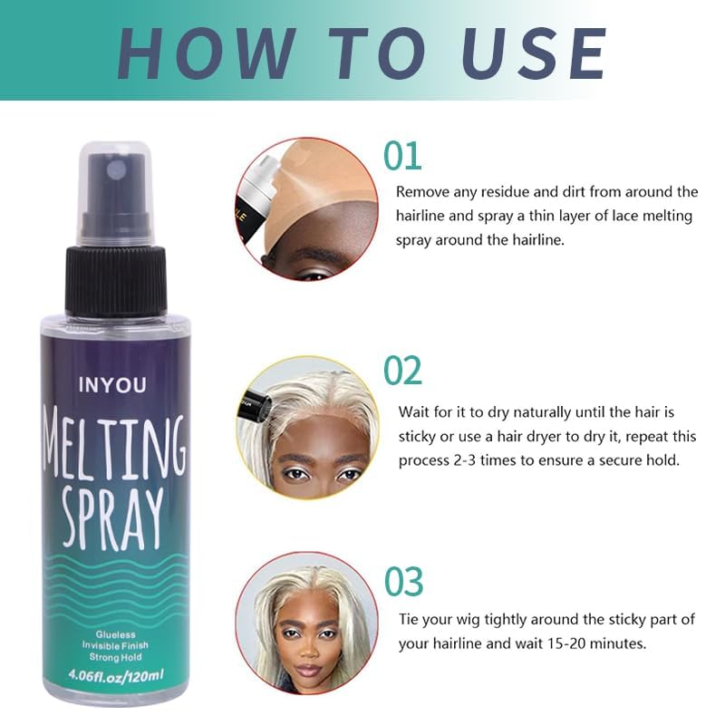 Miniatura 7 de Spray de fusión de encaje y spray de sujeción, spray de fusión de sujeción extra para pelucas de encaje, spray de fusión de peluca, fuerte agarre de
