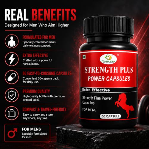 Image of Strength Plus Herbal Capsules for Men, 60 Capsules | Ayurvedic, Daily Wellness & Energy Support, Natural Herbal Supplement