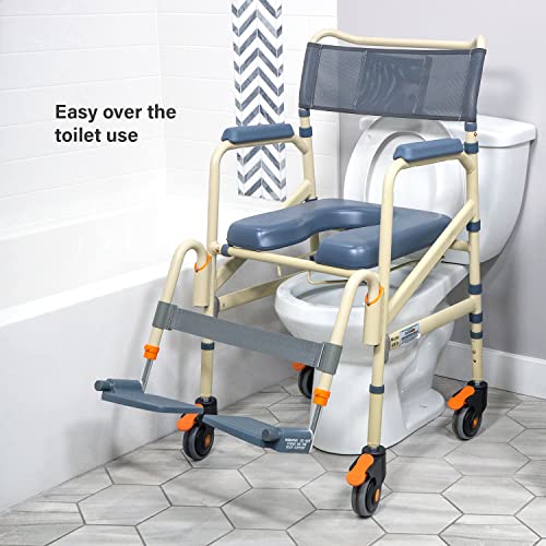 Showerbuddy 100% Aluminum Folding Travel Shower Chair | No Tools Required | Optional Bag not Included | Use as Commode or Wheelchair | Flip Footrests & Removable | Perfect for Travel Use Showerbuddy 100% Aluminum Folding Travel Shower Chair | No Tools Required | Optional Bag not Included | Use as Commode or Wheelchair | Flip Footrests & Removable | Perfect for Travel Use