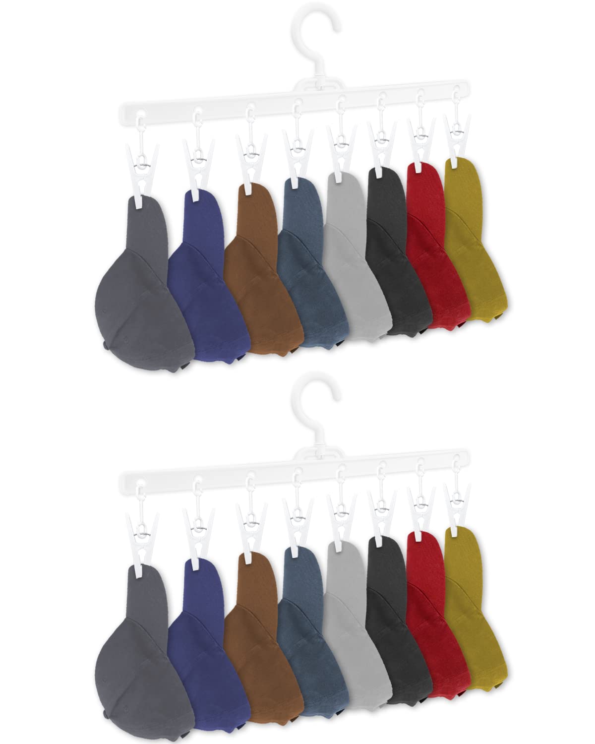 FEELOVEHat Organizer, Hat Organizer for Baseball Caps, Hat Rack Baseball Cap Organizer, Hat Hanger (White & White)