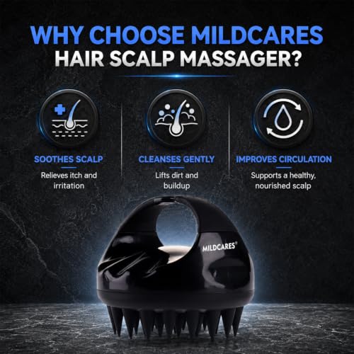 Image of MILDCARE Jumbo Scalp Massager Brush (Black) | Soft Silicone Shampoo Brush for Deep Scalp Cleaning, Gentle Exfoliation & Relaxing Head Massage | Hair Oil Massage & Dandruff Care | Wet & Dry Use Enhanced Hairwash | For Men & Women