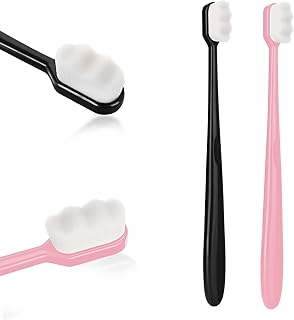 WLLHYF 2 PCS Extra Soft Toothbrush Micro Nano Toothbrushes with 10000 Bristles Sterile Fiber Adult Toothbrush Painless Brushing for Sensitive Gums Teeth Oral Gum Recession Adult Kid Children