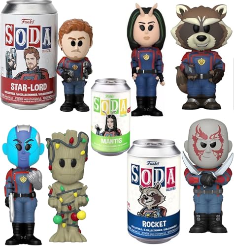 Raccoon Rocket - Figura de lata de soda exclusiva para Guardianes Galaxy con venom Groot Mini vinilo + esmalte Marvel Fantástico alfiler venomizado coleccionable 3 artículos
