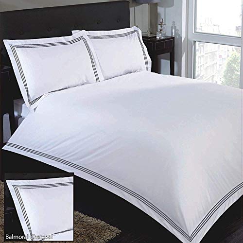 ARI Traders - Juego de funda de edredón y fundas de almohada con bordados de punto Beretta TC180 (blanco y carbón, doble)