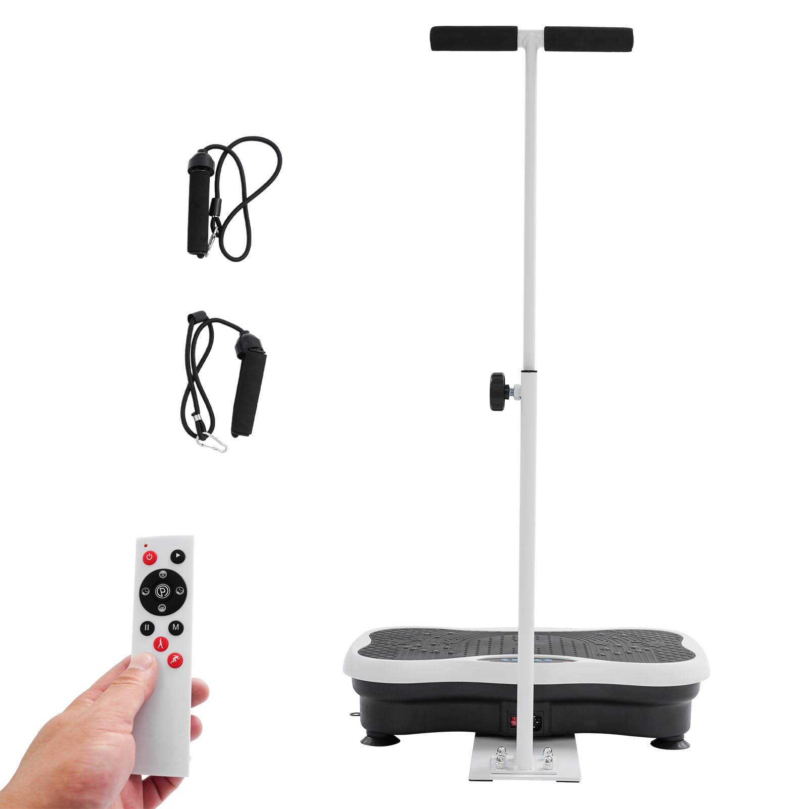Vibrationsplatte, Rüttelplatte Sport für Zuhause, 180 W Fitness Vibrationsboard mit Verstellbaren & Armlehnen Fernbedienung, Fitnessgeräte für Zuhause | 120 Vibrationsstufen | 10 Trainingsprogramme